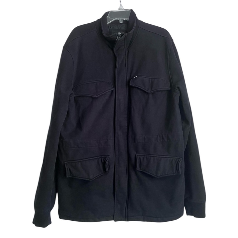 Hurley Quilted Heavy Black Full Zip Cotton Jacket - SZ: Large